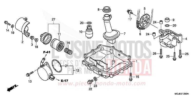 CARTER D'HUILE/POMPE A HUILE de CBF1000F ABS PEARL COOL WHITE (NHA16) de 2012